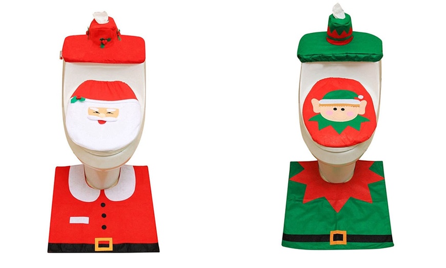 Image 16: Three-Piece Xmas Toilet Cover