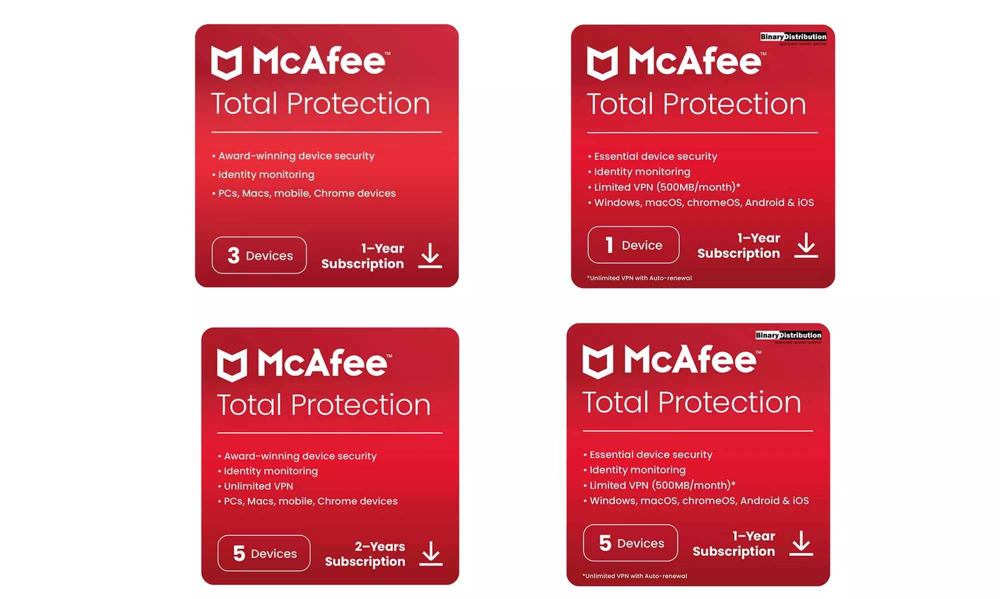 McAfee Total Protection 2025, valable pour 1, 3, 5 ou 10 appareils, durant 1 ou 2 ans - Primary Image