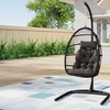 Image 19: Outdoor Cosy Rattan-Effect Hanging Egg Chair with Cushion