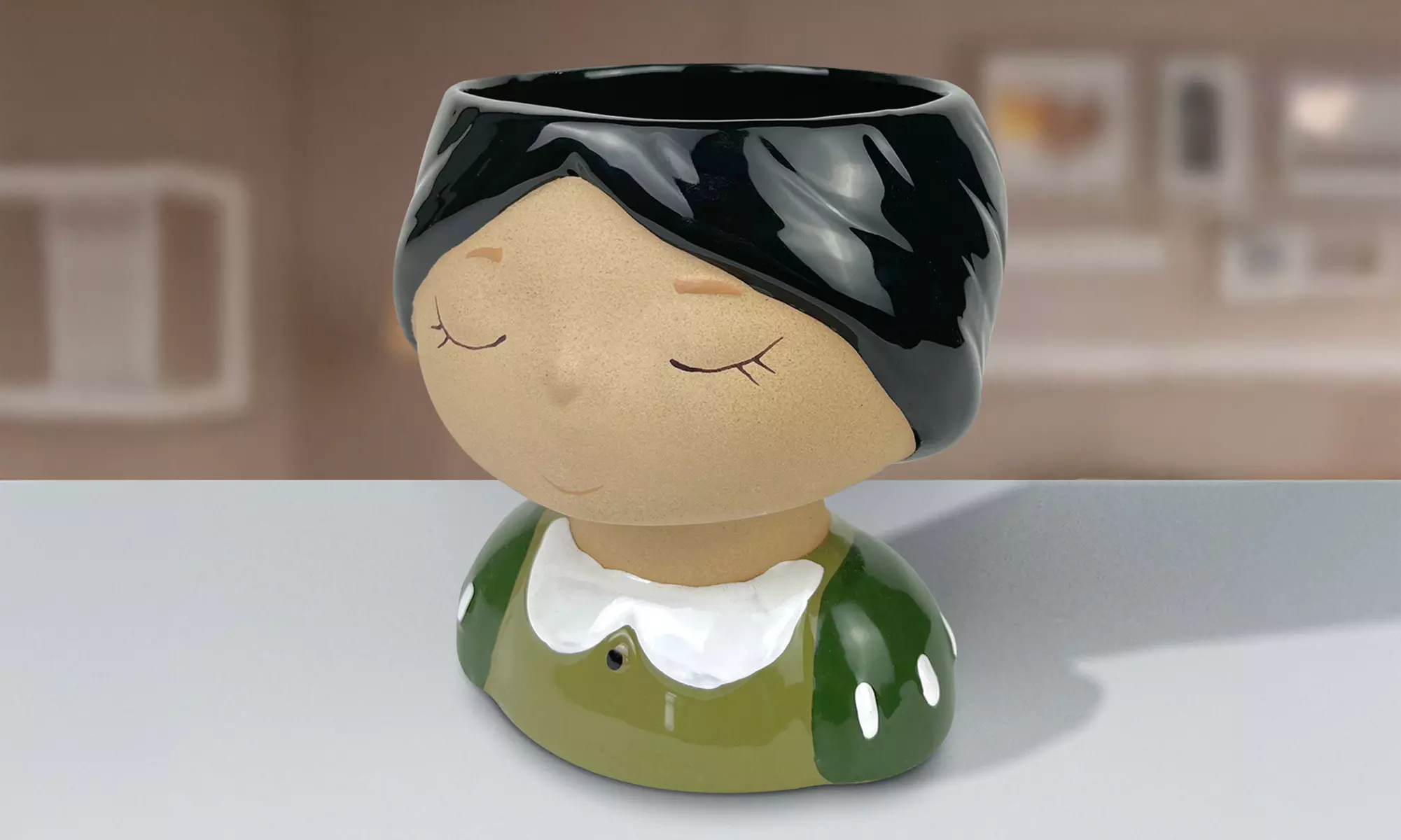 Vaso in ceramica di design con volto