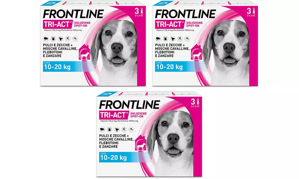 Fino a 12 pipette Frontline Tri-Act® Spot-on per cani