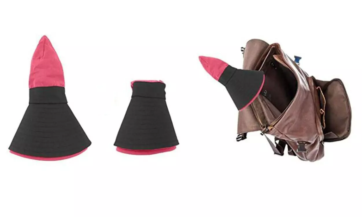 Womens UV Protection Hat Foldable Wide Brim Ponytail Sun Hats