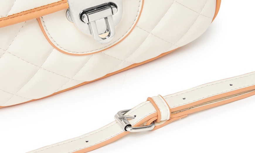 Image 7: Miss Lulu Practical Quilted PU Leather Crossbody Handbag