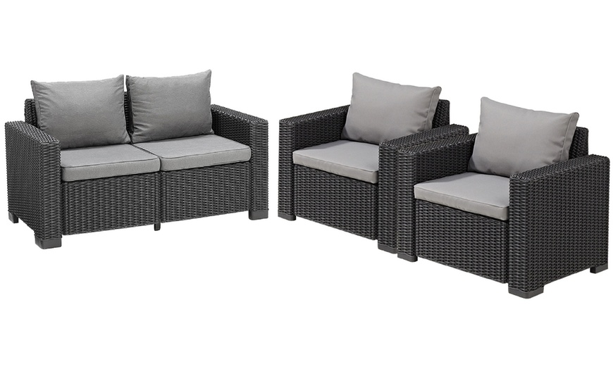 Image 4: Keter California Rattan-Like Sofa Lounger and Chair Set