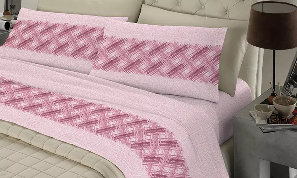 Completo Lenzuola 100% Cotone con angolo di 30 cm, Made in Italy
