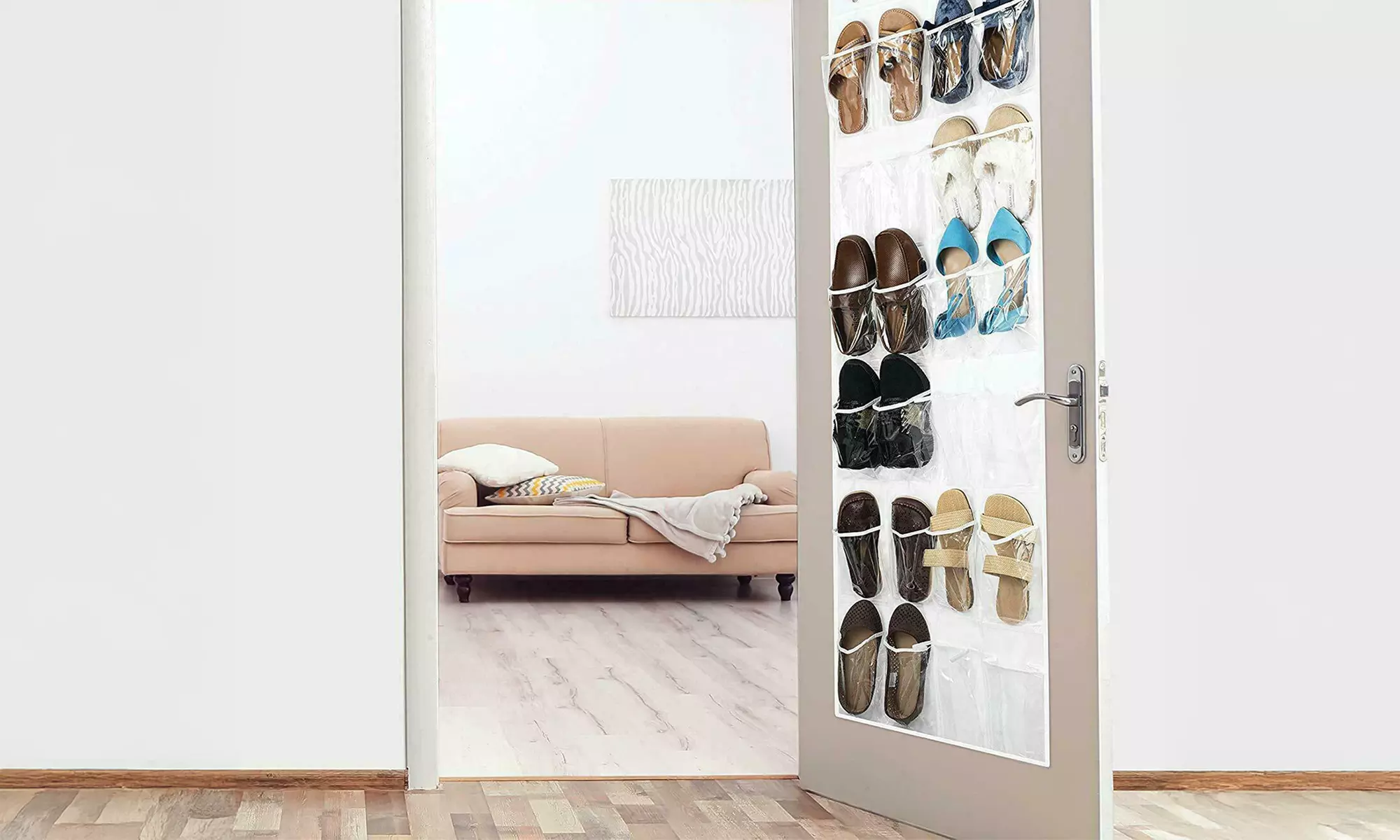 1-2 Pack 24 Wide Pockets Over the Door Shoe Organizer Hanging Shoe Holder