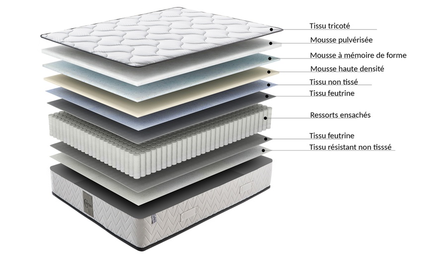 Image 19: Lit fixe "Triomphe" en similicuir, matelas "Cosmos" en option