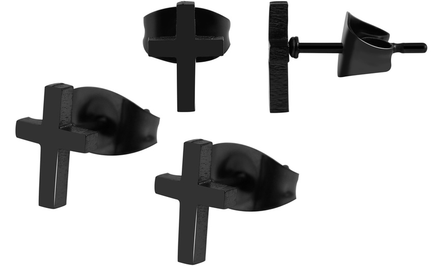 Image 5: Pendientes elegantes de acero inoxidable tipo botón