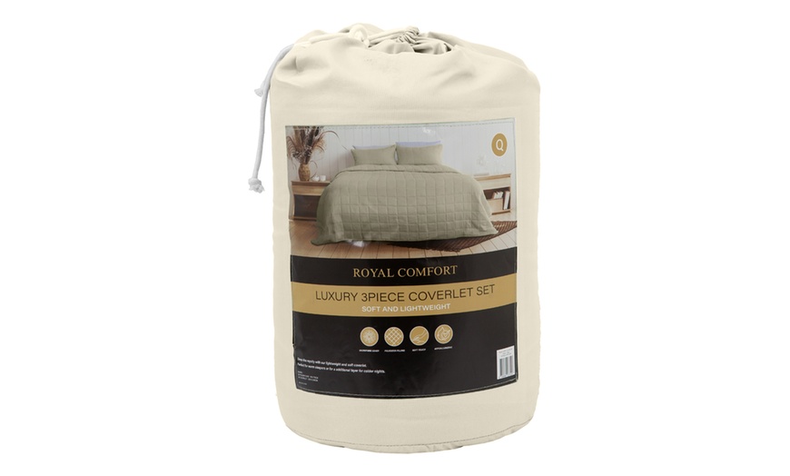 Image 12: Royal Comfort Coverlet Set - Queen - Beige-10003818