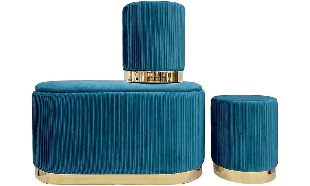 Set di 3 pouf moderni in velluto