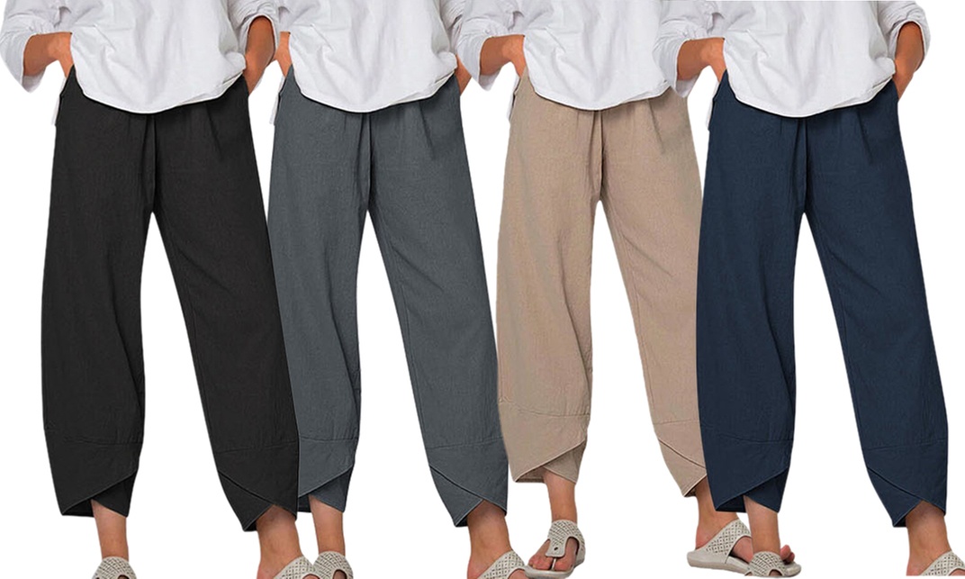 Womens Elastic Waist Loose Pants