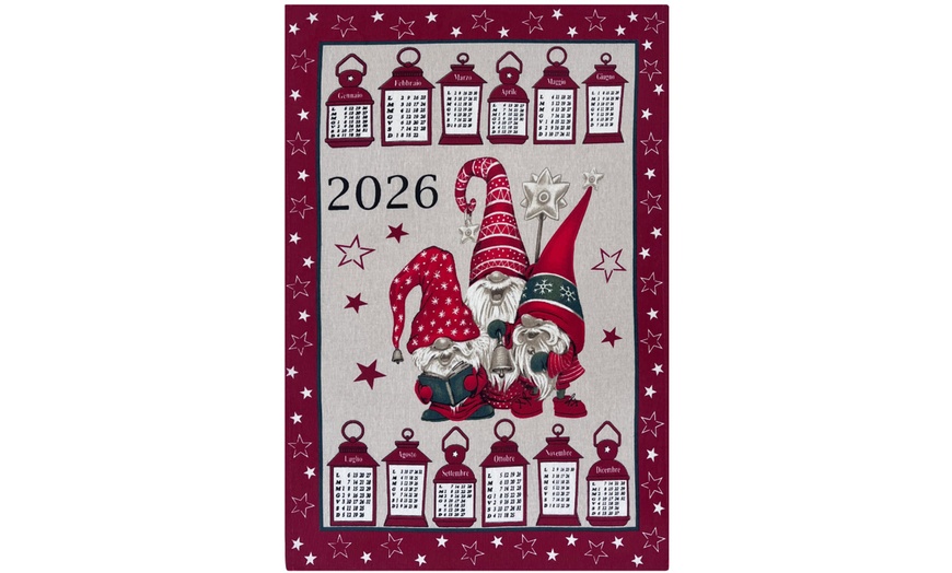 Image 8: Set di 6 o 12 strofinacci da cucina con calendario natalizio 2026