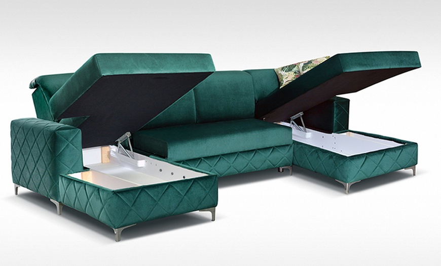 Image 4: Ohio Plush Velvet Sofa Bed