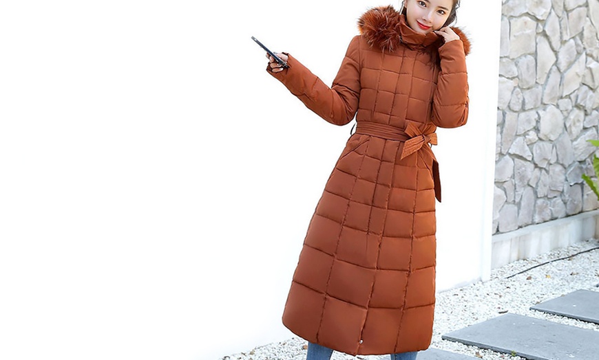 Image 9: Long Padded Coat with Hood