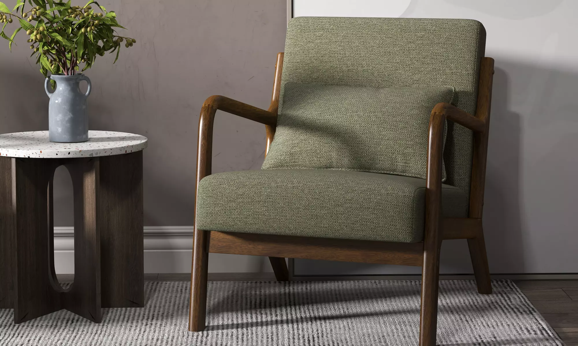 Poltrona in tessuto e legno Zach Doosense