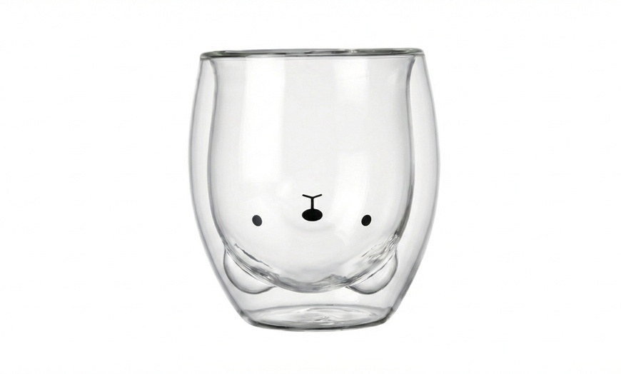 Image 2: Bear Face Double-Wall Insulated Glass Mug