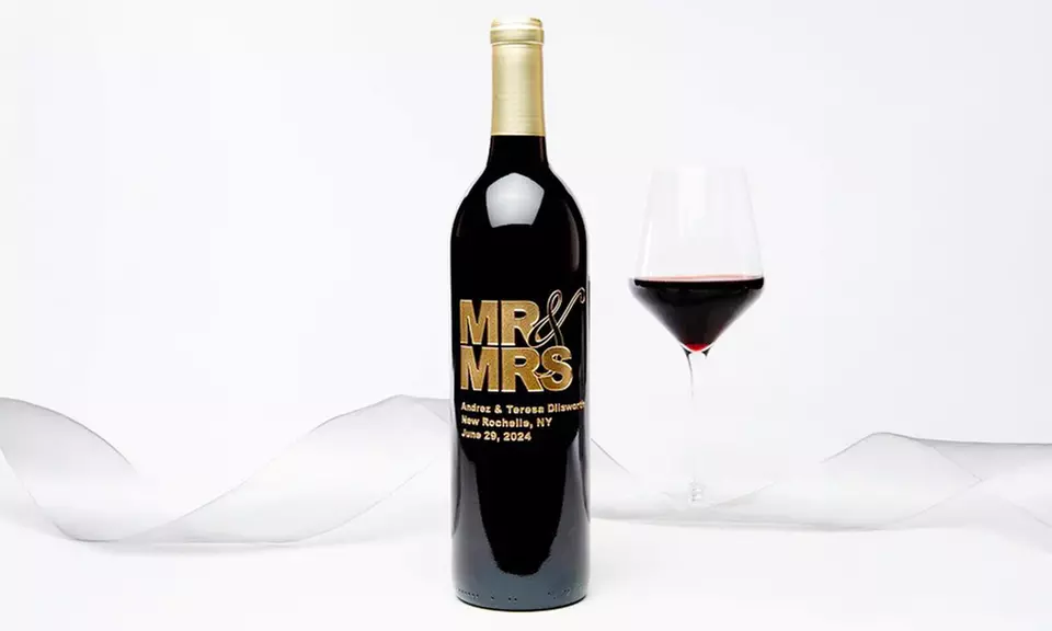 Personalized Valentine's Day Wine Bottle - Hand-Etched Custom Keepsake Gift for Him or Her - Unique Romantic Design