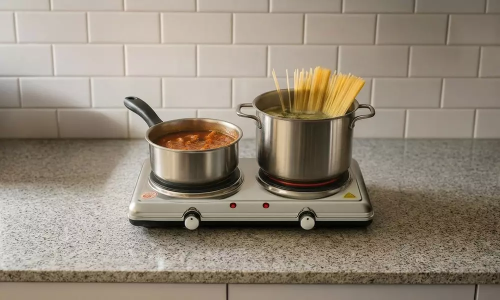 Elektrische kookplaat met dubbele kookplaat