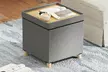 Costway 18 Inches Ottoman with Storage,Tray & Rubber Wood Legs for Small Space - Image 4