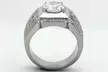Unisex 2.94 Ct Round Cut Cubic Zirconia Silver Stainless Steel Ring - Second Medium