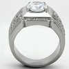 Image 3: Unisex 2.94 Ct Round Cut Cubic Zirconia Silver Stainless Steel Ring