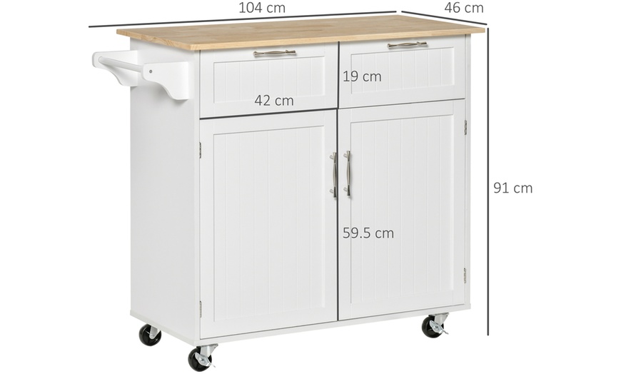 Image 5: HOMCOM Modern Rolling Storage Kitchen Island