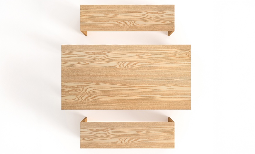 Image 7: Chipboard Three Pieces Dining Set with Table and Two Benches 