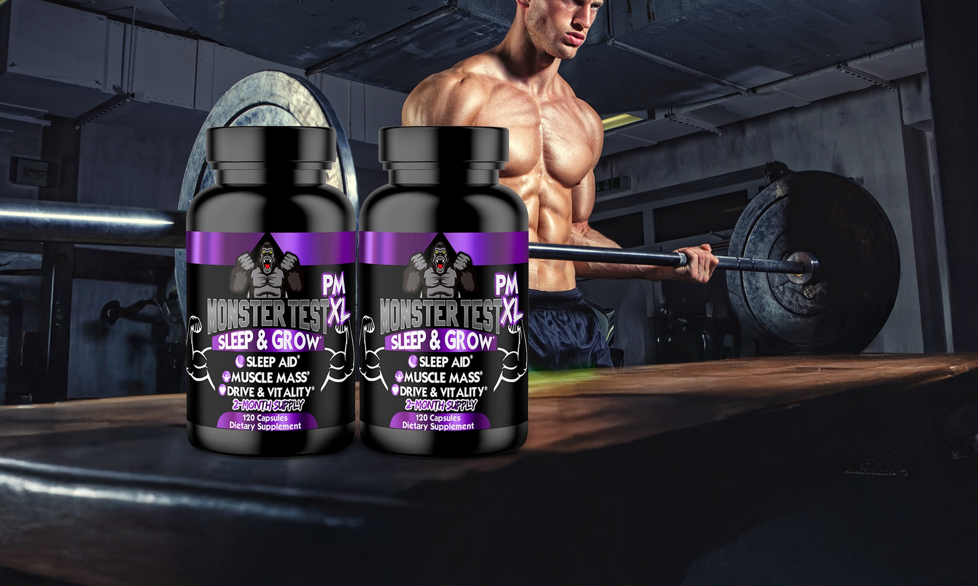 Monster Test PM XL120ct, Buy 1 Get 1 Free, Testosterone Booster Sleep Aid 