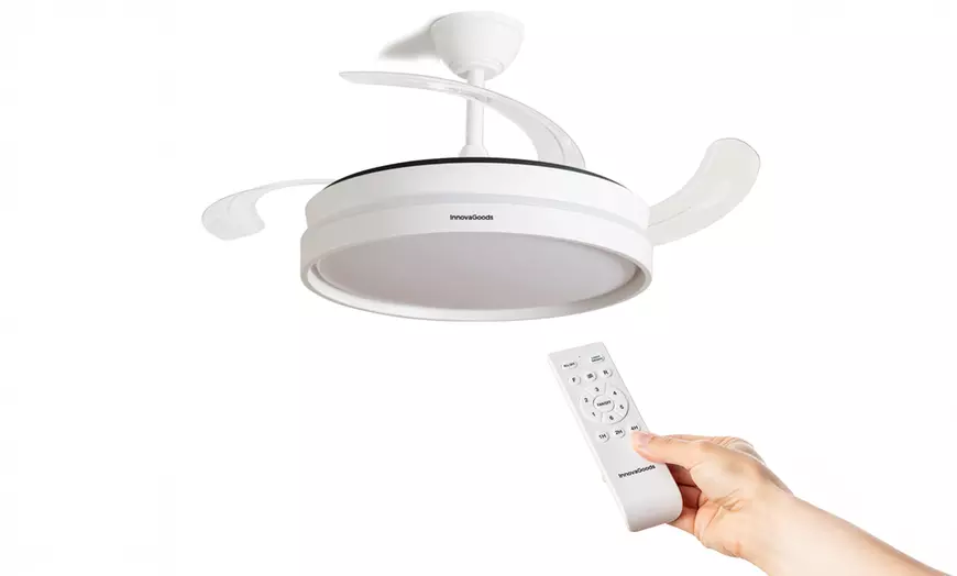 Image 2: InnovaGoods led-plafondventilator met 4 intrekbare bladen