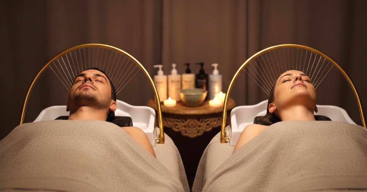 Sesión de head spa en pareja con masaje y tratamiento facial en Málaga