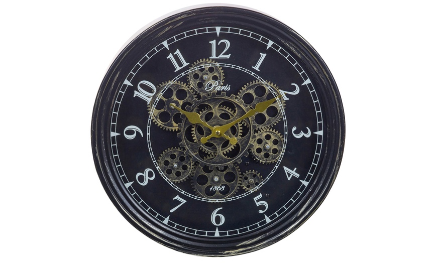 Image 1: Rotating Gear Wall Clock