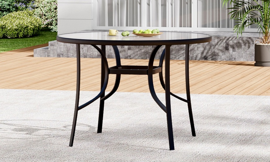 Image 3: Outdoor Rippled Tempered Glass Coffee Table with 4 Styles