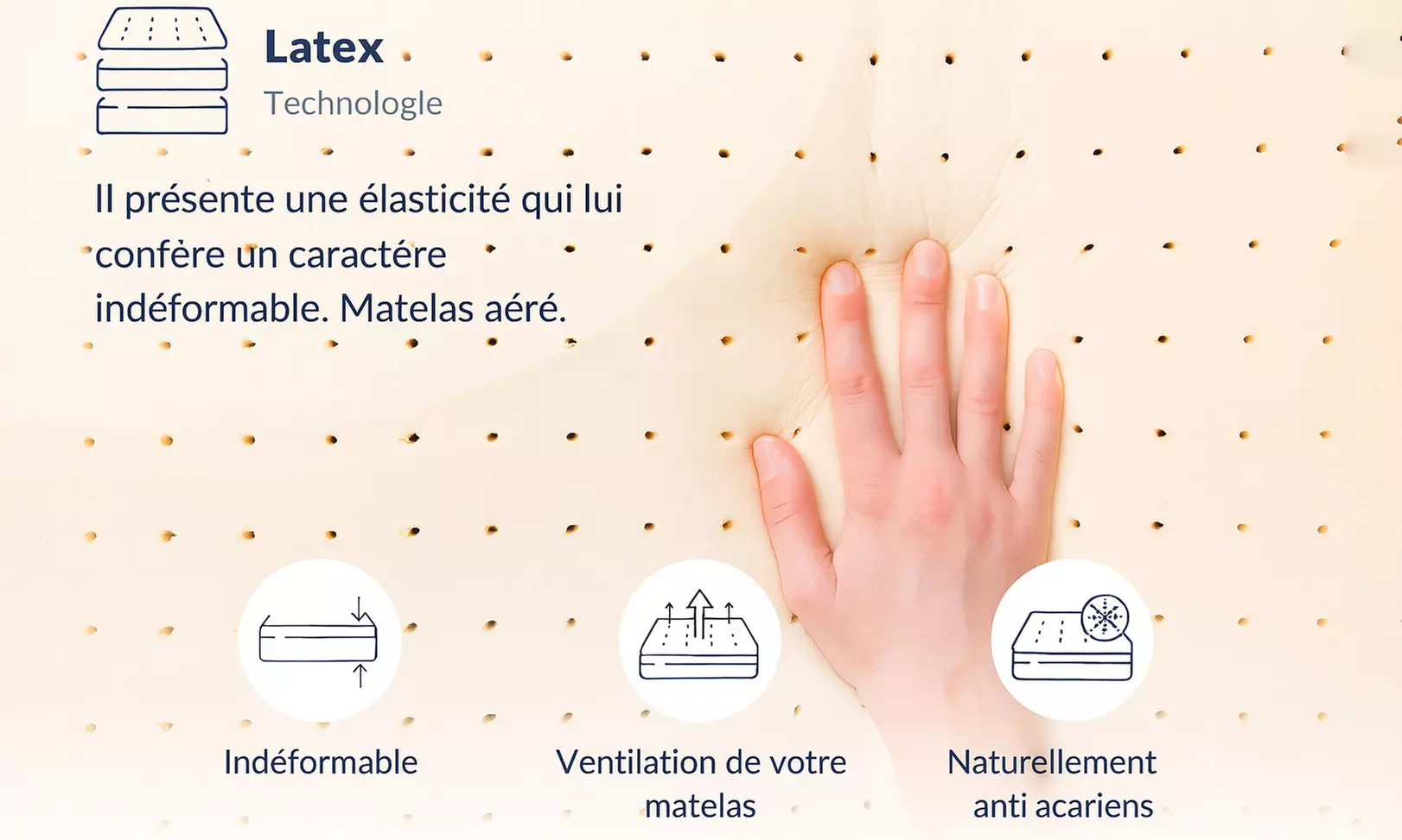 Matelas "Ergo" fabrication française, mousse Haute Densité et latex