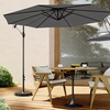 Image 4: Large 3m Grey Cantilever Parasol with Multiple Base Styles 