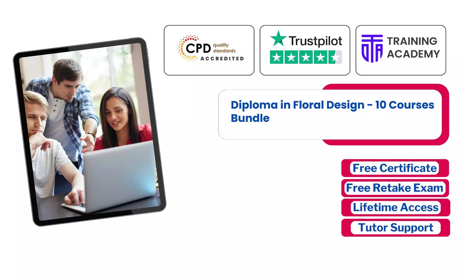 Diploma in Floral Design(10 Course)/Lifetime Membership(2000+ Courses) @Online Training Academy (Up to 40% Off) - Primary Image