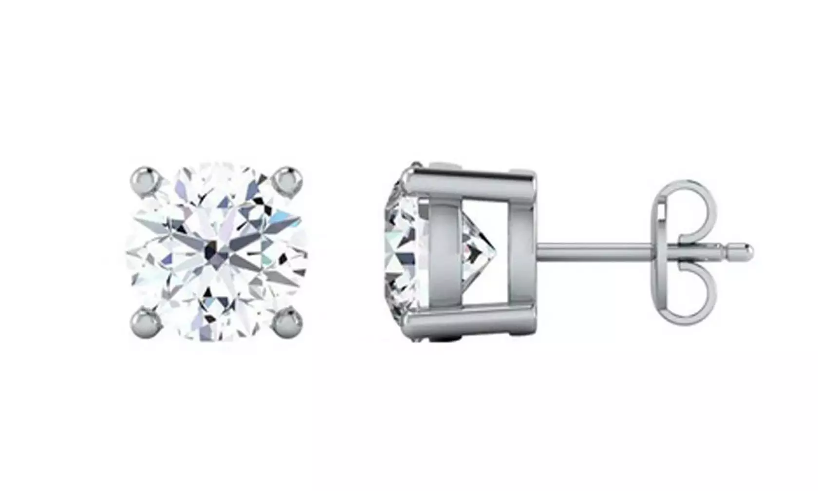 Parisjewelry Rhodium Plated Sterling Silver 2.02 Ct Round Cubic Zirconia Stud