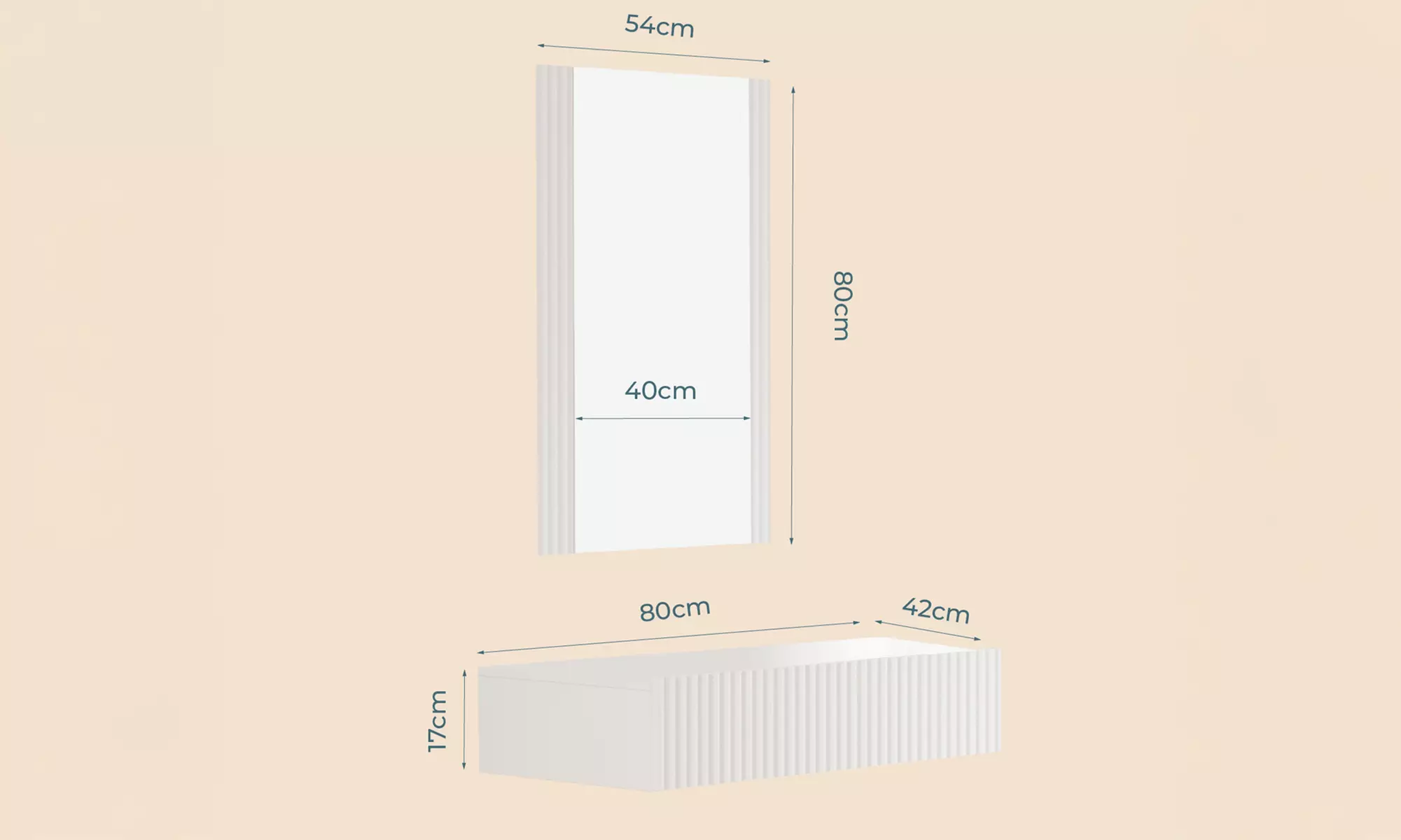 Toletta Velia scanalata con cassetto e specchio