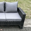 Image 4: 6-Seater Rattan-Effect Sofa Set with Gas Firepit Dining Table 