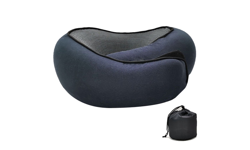 Image 11: Memory Foam Neck-Support Travel Pillow