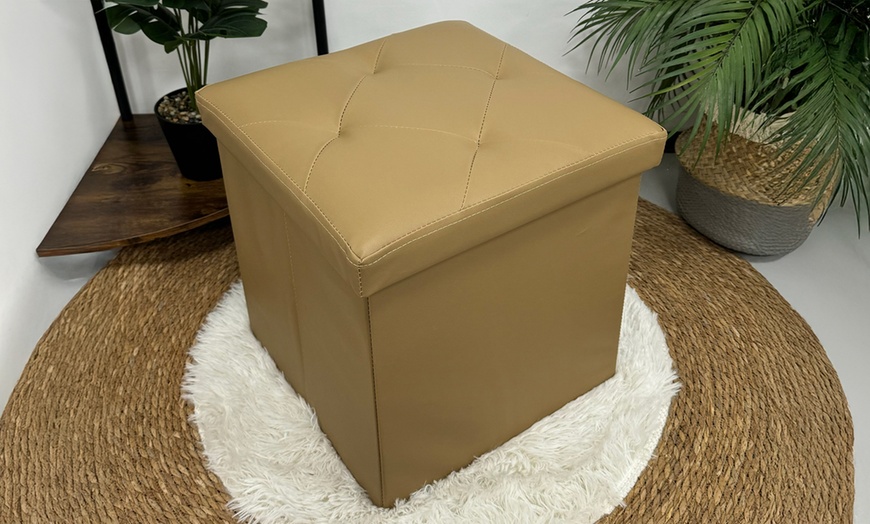 Image 9: Puf cuadrado en ecopiel con almacenamiento