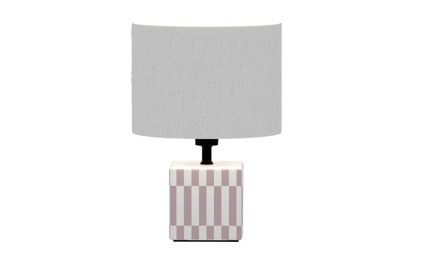 Image 2: Lampe de chevet en céramique à motif damier 