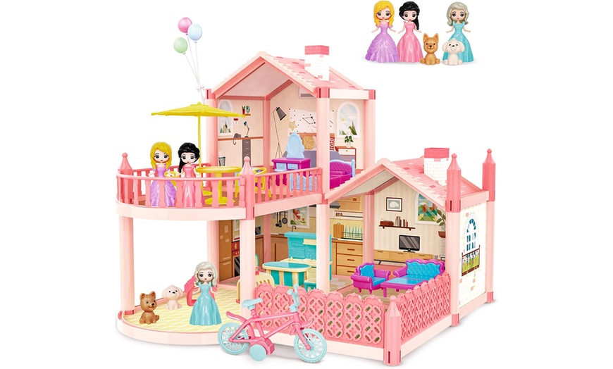 Image 20: 3D DIY Dollhouse Playset with Furniture and Figures for Kids