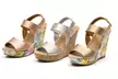 Women's Metallic Wedge Sandals with Floral Print Bottom | Groupon Exclusive (Size 7) - Second Medium