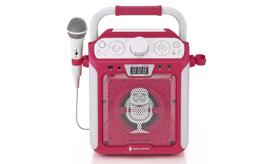 Image 4: Bluetooth and CD Karaoke Machine with LED Lights and Microphone