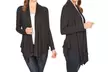 Women's Long Sleeve Draped Neck Open Front Solid Cardigan - Second Medium