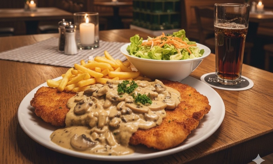 Image 2: Saftiges Schnitzel nach Jäger-Art mit Beilagen und optionalem Getränk