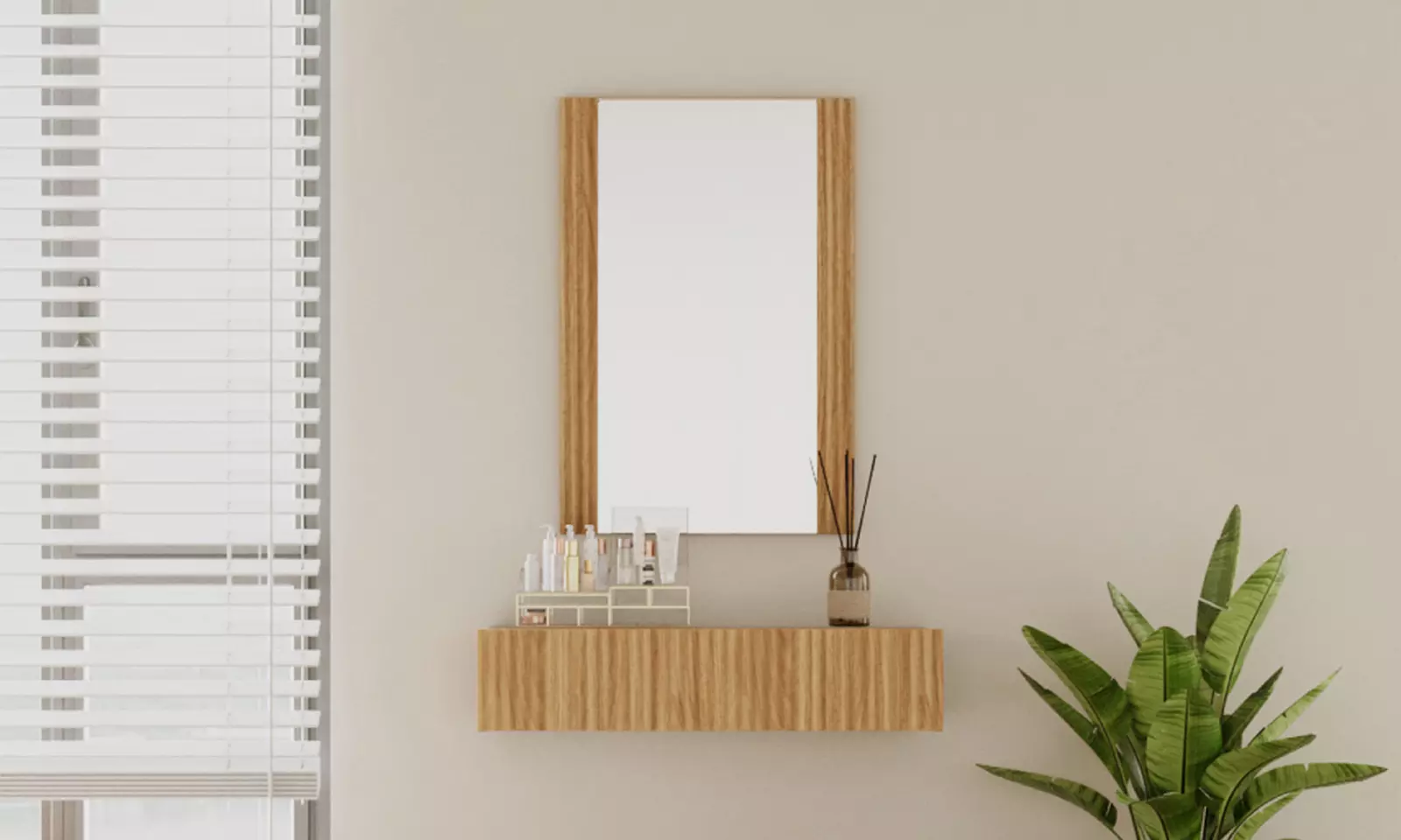 Toletta Velia scanalata con cassetto e specchio