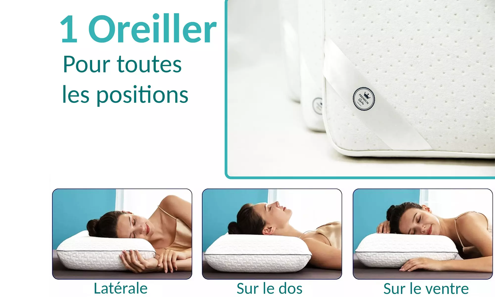 Oreiller Soyeux, mousse à mémoire de forme s'adaptant parfaitement à la courbe naturelle de votre cou, Sampur - Second Medium