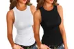 2Pack Women Sleeveless Basic Slim Knit Ribbed Tank Tops - Second Medium