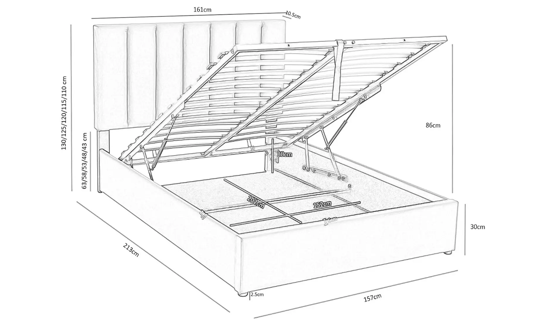 Ottoman Storage Bed Frame with Tufted Headboard